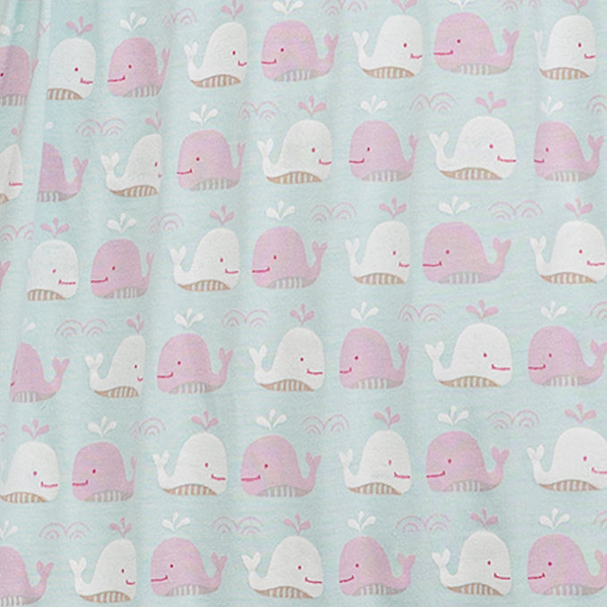 Zipper Footie with Ruffle- Smiling Whales