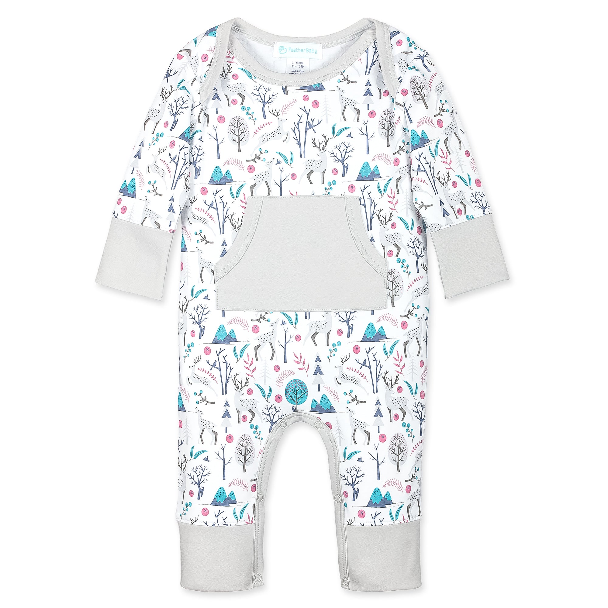 [Free_Shipping]-[Pima_Cotton]-Long Rompers-[Baby_Gift]-[Shower_Gift]-[Designer]-Feather Baby