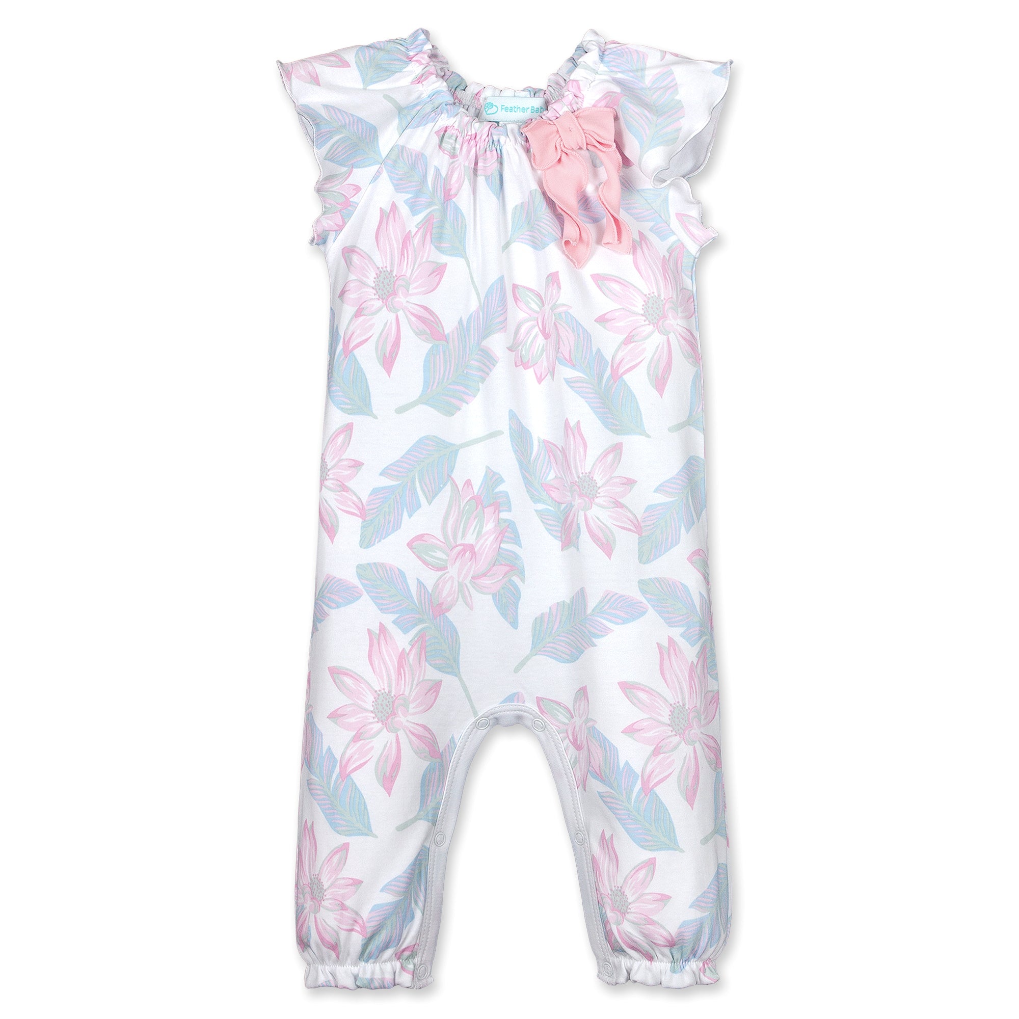 [Free_Shipping]-[Pima_Cotton]-Long Rompers-[Baby_Gift]-[Shower_Gift]-[Designer]-Feather Baby