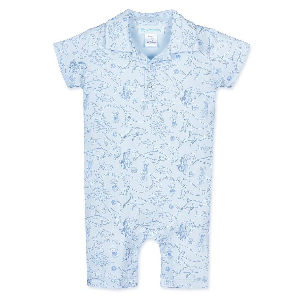 [Free_Shipping]-[Pima_Cotton]-Short Rompers-[Baby_Gift]-[Shower_Gift]-[Designer]-Feather Baby