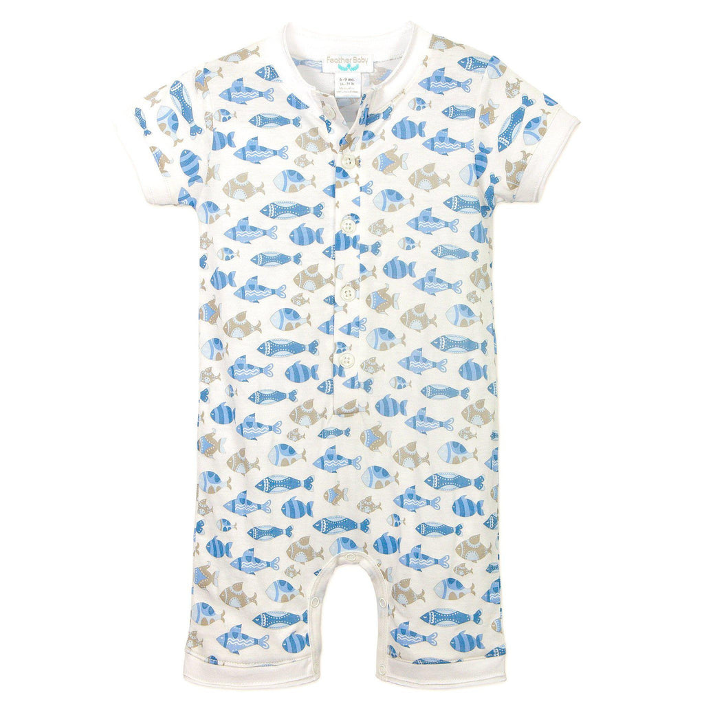 [Free_Shipping]-[Pima_Cotton]-Short Rompers-[Baby_Gift]-[Shower_Gift]-[Designer]-Feather Baby