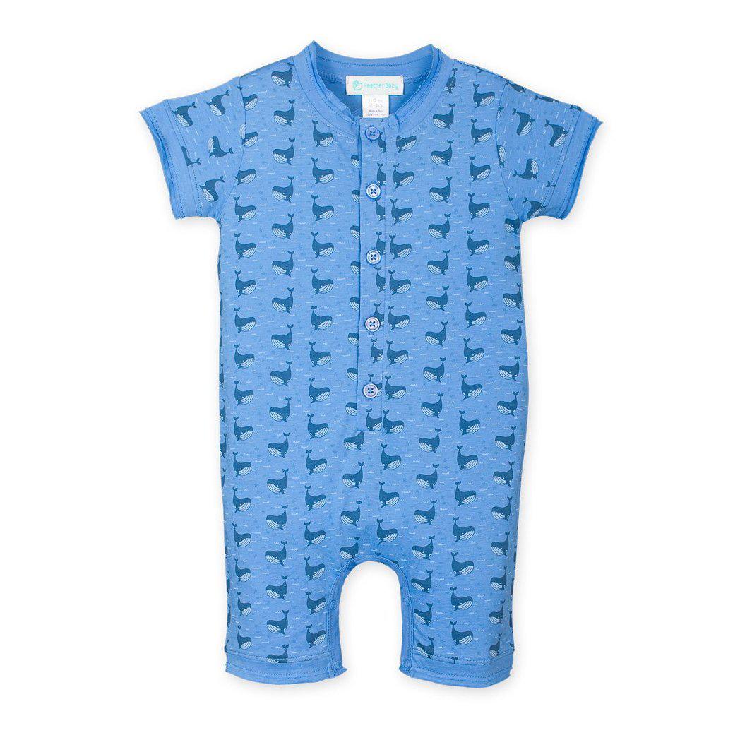 [Free_Shipping]-[Pima_Cotton]-Short Rompers-[Baby_Gift]-[Shower_Gift]-[Designer]-Feather Baby